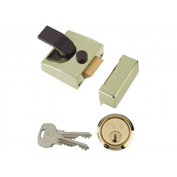 Yale Locks 85 Deadlocking Nightlatch 40mm Backset Brasslux Finish Box