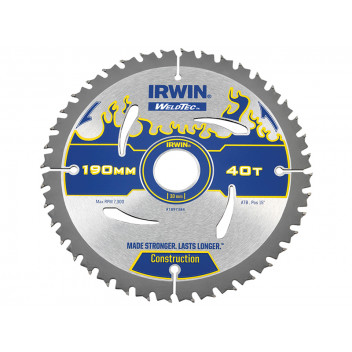 IRWIN Weldtec Circular Saw Blade 190 x 30mm x 40T ATB