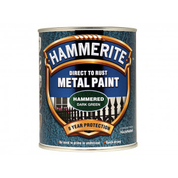 Hammerite Direct to Rust Hammered Finish Metal Paint Dark Green 750ml