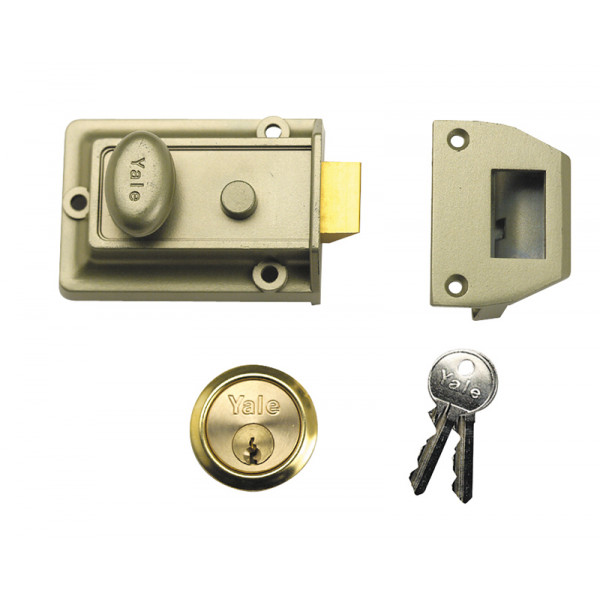 Yale Locks P77 Traditional Nightlatch 60mm Backset Nickel Brass Finish Visi