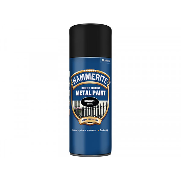 Hammerite Direct to Rust Smooth Finish Aerosol Black 400ml