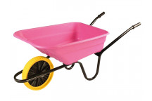 Walsall Boxed 90L Pink Polypropylene Wheelbarrow - Puncture Proof