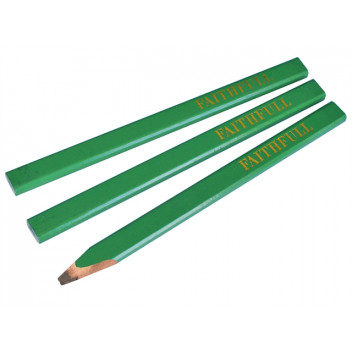 Faithfull Carpenter\'s Pencils - Green / Hard (Pack 3)